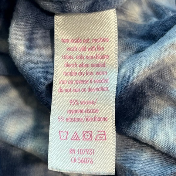 Justice Girls Flowy Long Sleeve Tunic Top Shirt Navy Blue White Tie‎ Dye Size S - Picture 4 of 4